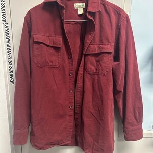 L.L. Bean Men's Lightweight Shirt Jacket in Deep Burgundy